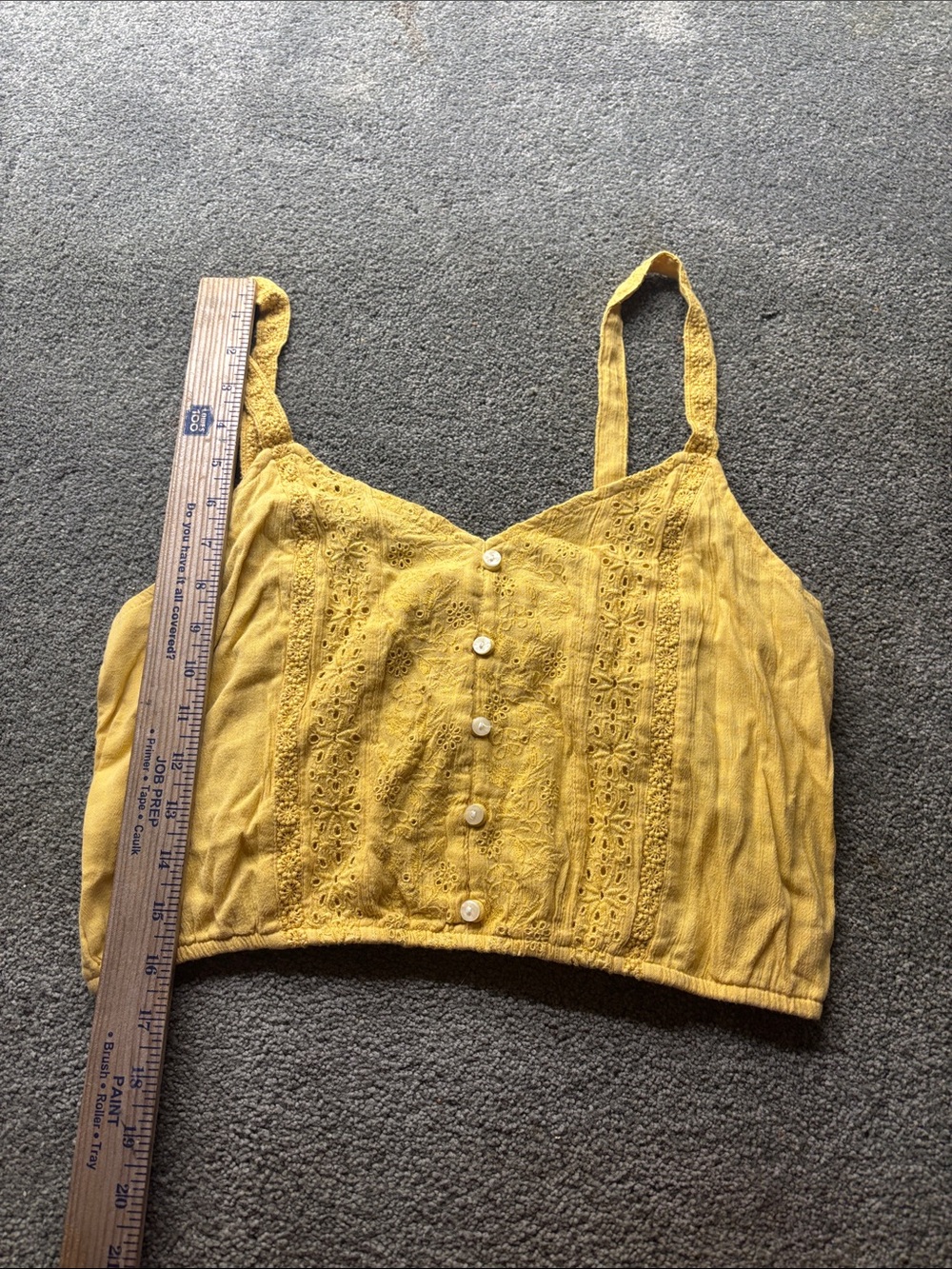 American eagle cropped top boho size m women yellow mustard gold embroidered f